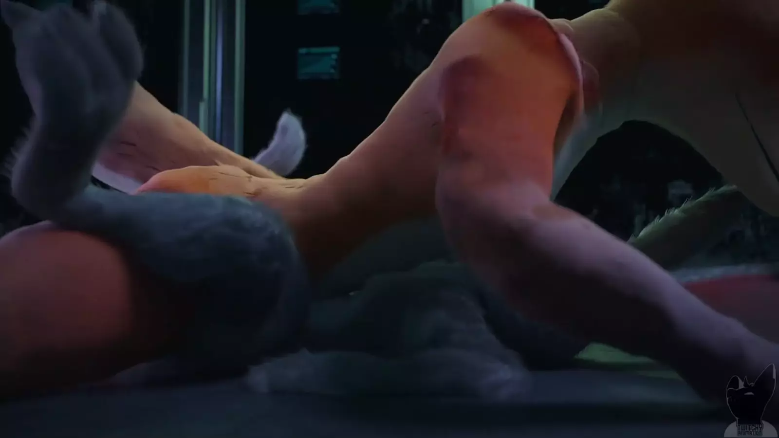 A sexy shaggy showing off its riftslo thigh and naked footwear inside